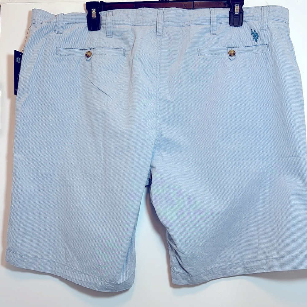 NWT U.S. Polo Assn. Flat Front Striped 12” inseam Cotton Blue Short 46 waist NWT - Picture 6 of 10
